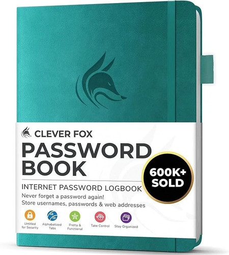 Clever fox password book - fox, with